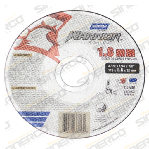 Imagen de DISCO CORTE DELGADO T01/41 WARRIOR 4-1/2X1/16X7/8IN 115X1.6X22.2MM METAL/INOX
