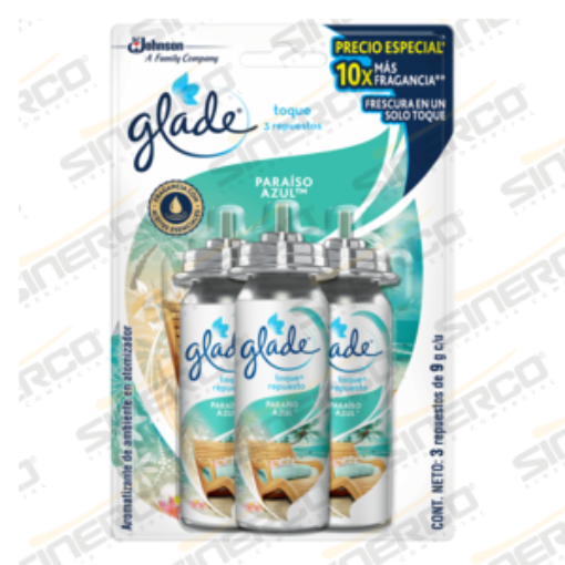 Imagen de GLADE TOQUE 3 REPUESTOS 9G PARAISO AZUL
