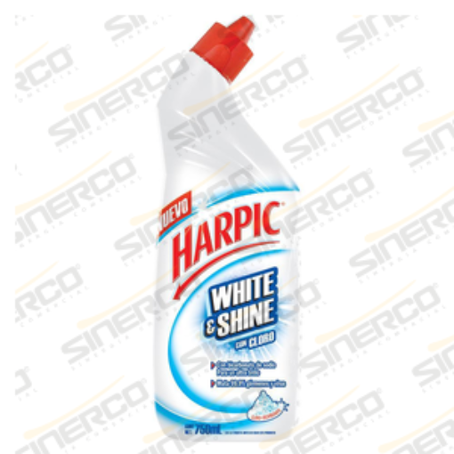 Imagen de BAÑOS WHITE & SHINE CON CLORO 750  ML HARPIC