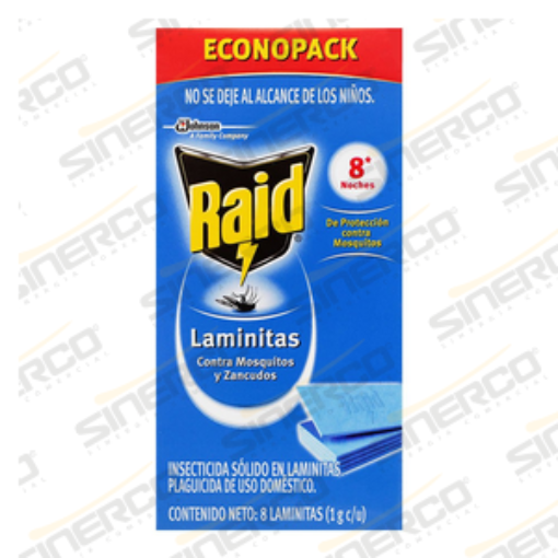 Imagen de INSECTICIDA RAID LAMINITAS MOSQUITOS 8 REPUESTO