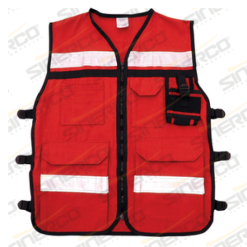 Imagen de CHALECO RESCATISTA ROJO MEDIANO COSTADO AJUSTABLE